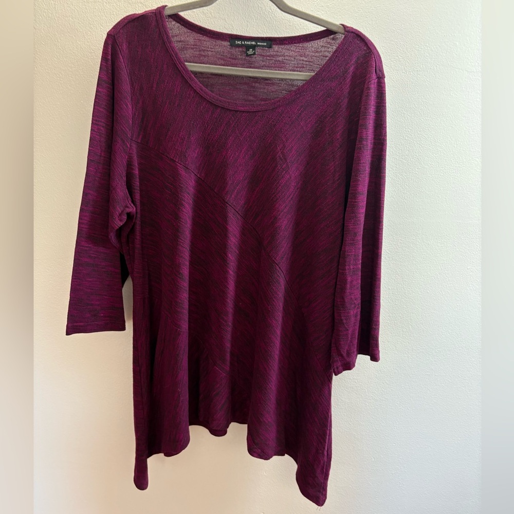Zac & Rachel Pink Marled Scoop Neck Tunic Blouse 2X